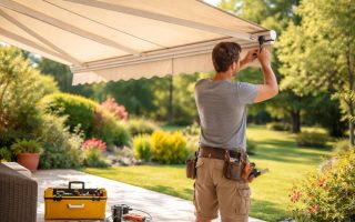 homme-reglant-store-terrasse-ete