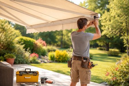 homme-reglant-store-terrasse-ete