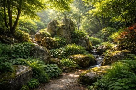 jardin-roches-plantes-luxuriantes-soleil