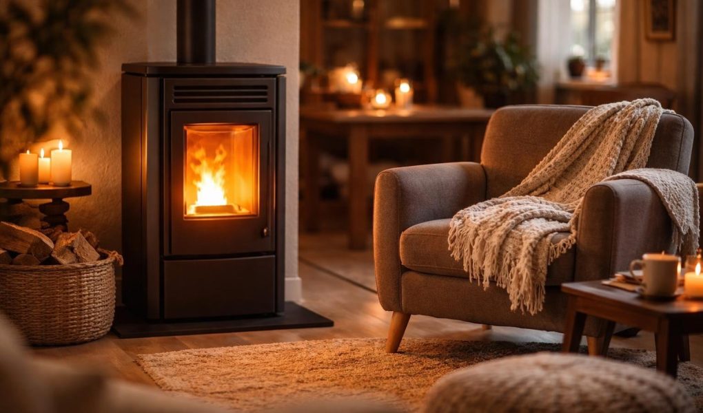 interieur-chaleureux-poele-fauteuil-plaid