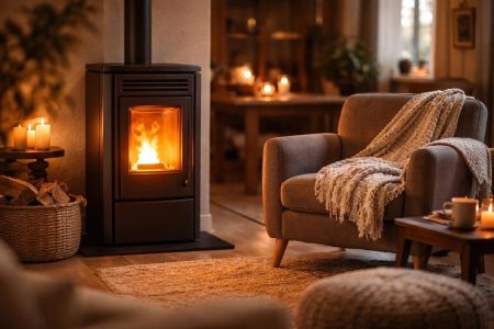 interieur-chaleureux-poele-fauteuil-plaid