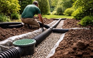 sol-tuyaux-drainage-jardin-verdoyant