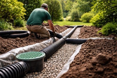 sol-tuyaux-drainage-jardin-verdoyant