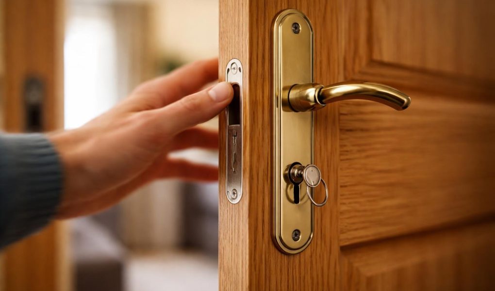 main-floue-porte-bois-serrure