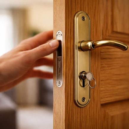 main-floue-porte-bois-serrure