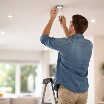 homme-echelle-changement-spot-plafond