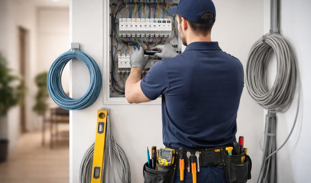 electricien-uniforme-tableau-maison-moderne