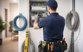 electricien-uniforme-tableau-maison-moderne