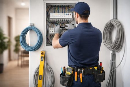 electricien-uniforme-tableau-maison-moderne