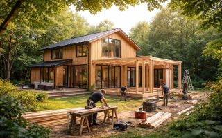 maison-moderne-bois-vegetation-ouvriers