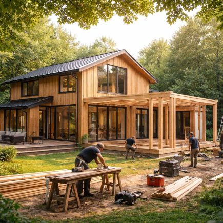 maison-moderne-bois-vegetation-ouvriers